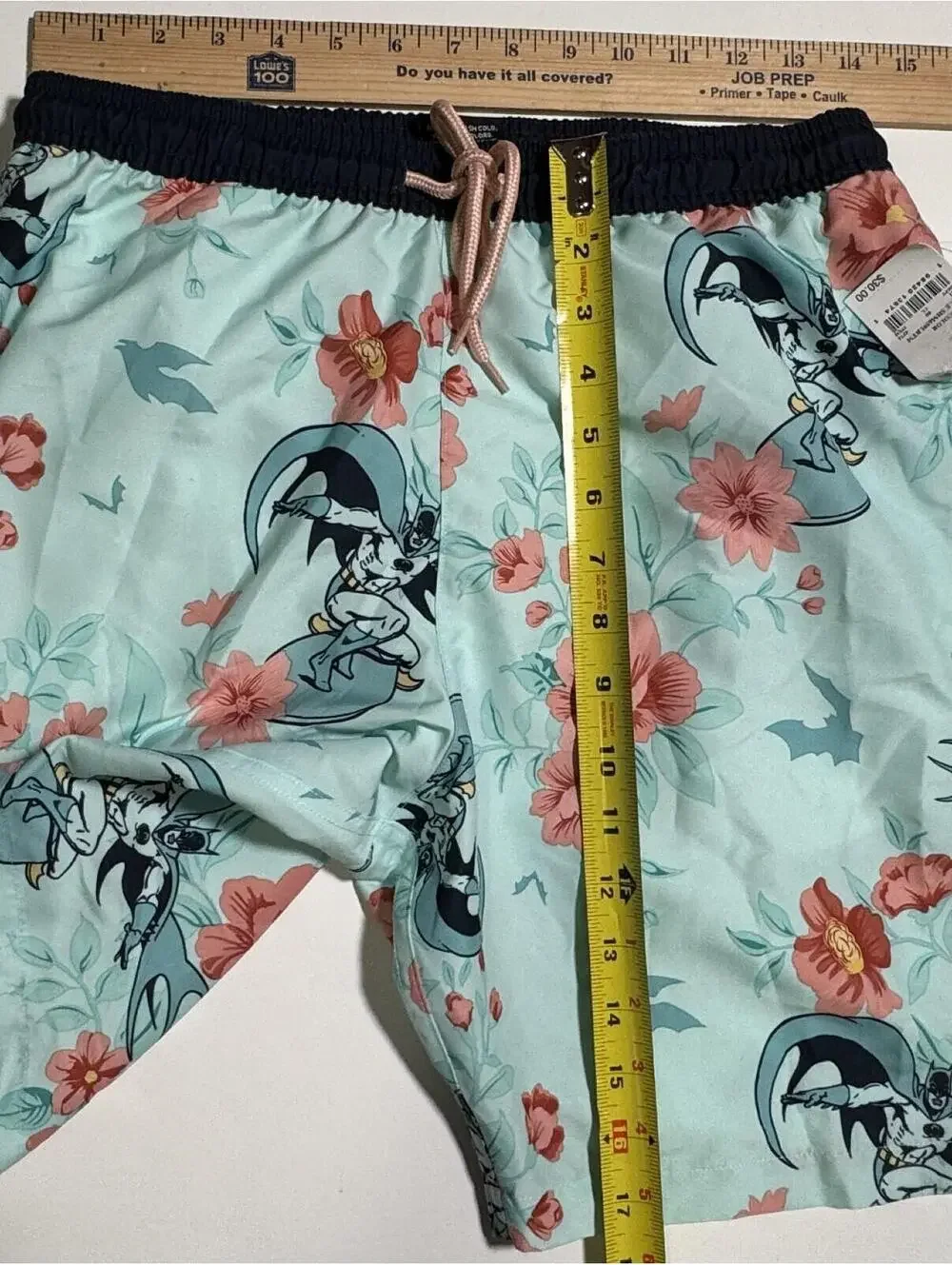 BATMAN Swim Trunks Board Shorts Floral Hawaiian Mesh Lined Size S NEW NWT